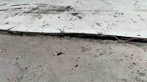 crack in seams of flat roof