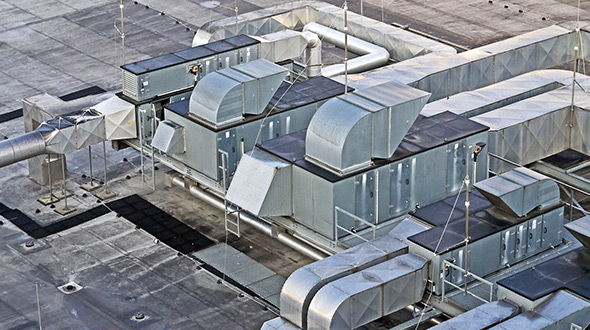 Commercial flat roof at dead load capacity