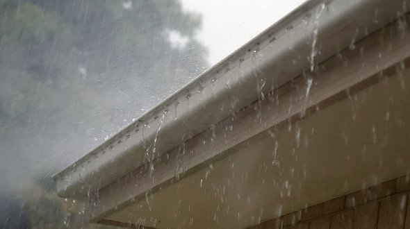 Gutters channel rain and melting snow away from the roof and building.
