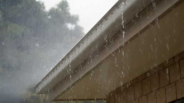 Roofing system rain gutters properly installed