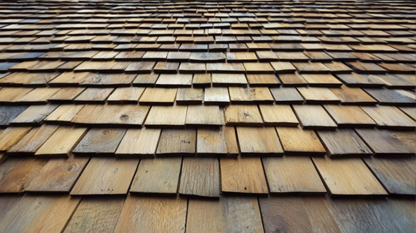 wood shingle on rooftop